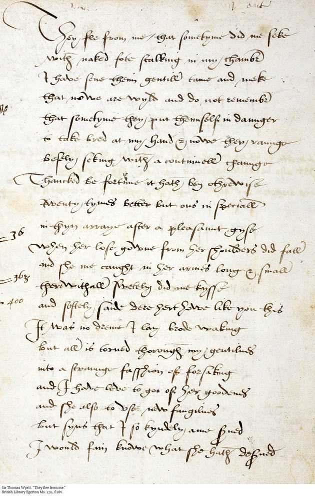 An image of the original manuscript of "They Flee from Me"